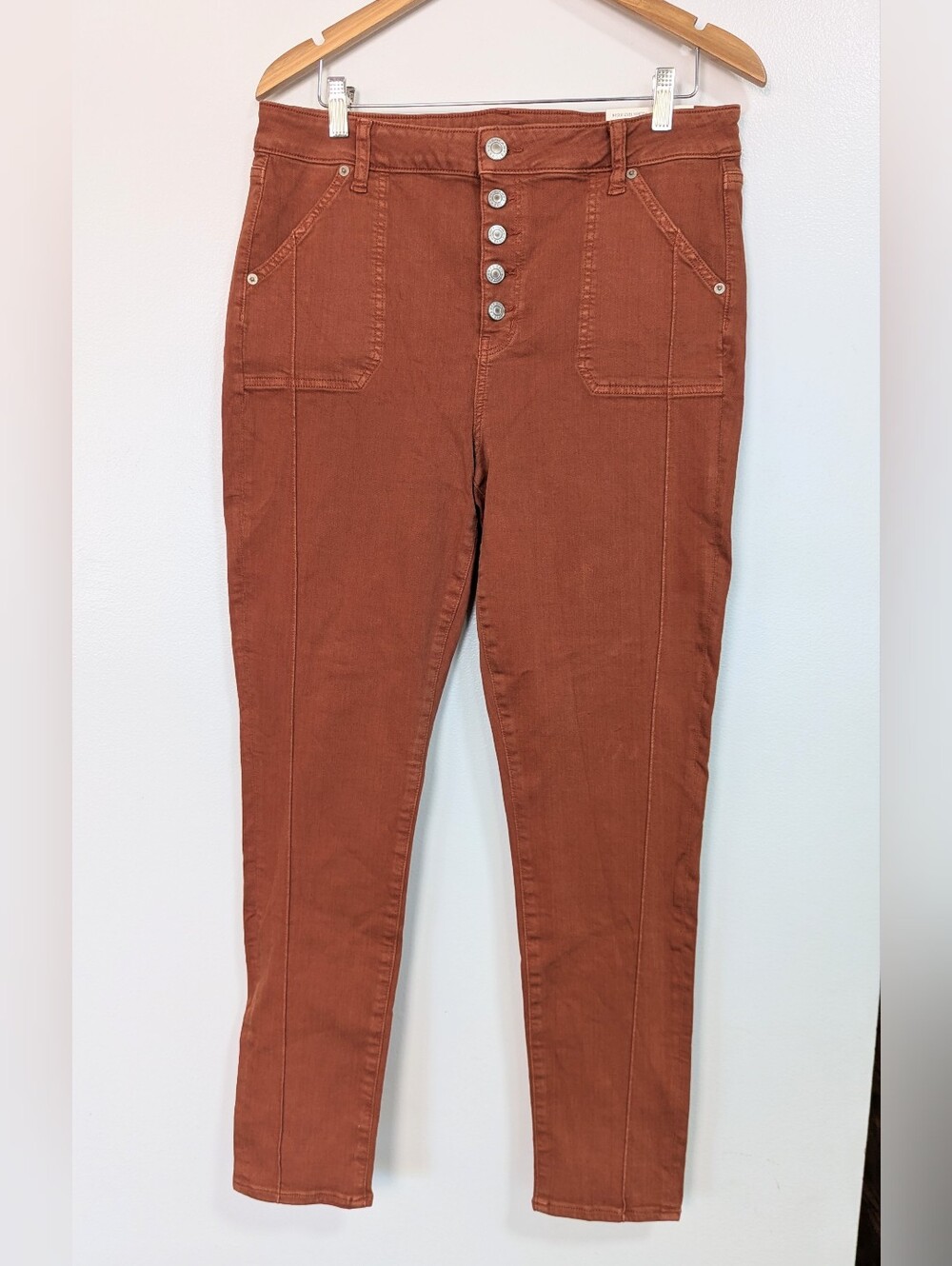 NWT American Eagle Rust Orange Brown Button Fly Next Level Jegging 16 Regular